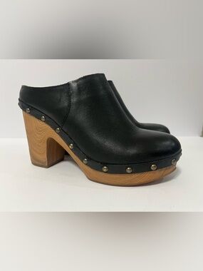 Kork-Ease Sudbury Clog Size 6M Mules Leather Black Studded Black Heels Bratz Y2K